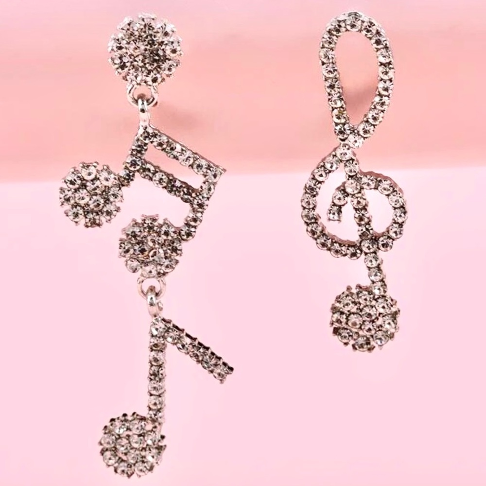 Cubic Zirconia Music Note Earrings